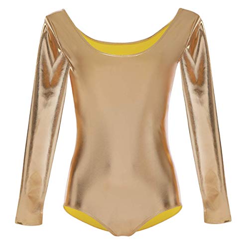 Niños Niñas Traje de Ballet Ropa de Ballet Brillante Manga Larga Gimnasia Baile Body Leotardo Ballet Leotardo Traje de Baile Dorado 2-4 años