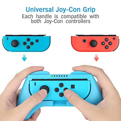 Nintendo Switch Joy-con Grips (3 Piezas),HEYSTOP Estuche Protector Handle Kits para Mandos JoyCon Set de Nintendo Switch Controller,Rojo & Azul