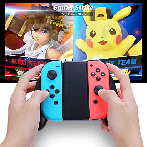 Nintendo Switch Joy-con Grips (3 Piezas),HEYSTOP Estuche Protector Handle Kits para Mandos JoyCon Set de Nintendo Switch Controller,Rojo & Azul
