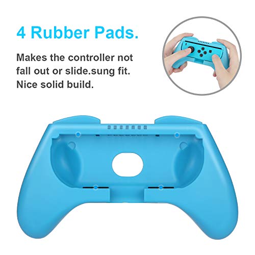 Nintendo Switch Joy-con Grips (3 Piezas),HEYSTOP Estuche Protector Handle Kits para Mandos JoyCon Set de Nintendo Switch Controller,Rojo & Azul