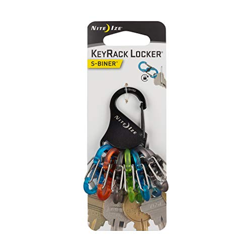 NITEIZE Key Rack Locker-Llavero 6 MOSQUETONES DE POLICARBONATO con Cierres DE Seguridad Central, Negro, Talla única
