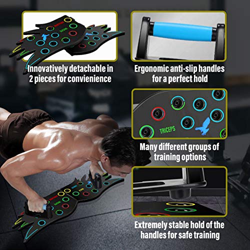 NIUPSKY Push Up Board Multifuncional Tabla de Flexiones de Codos Desmontable Portátil Gimnasia de Mantenimiento Entrenamiento de Fuerza Herramienta de Soporte para para Entrenamiento Muscular Equipo