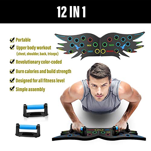 NIUPSKY Push Up Board Multifuncional Tabla de Flexiones de Codos Desmontable Portátil Gimnasia de Mantenimiento Entrenamiento de Fuerza Herramienta de Soporte para para Entrenamiento Muscular Equipo