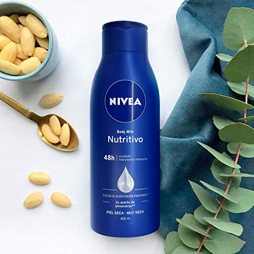 NIVEA Body Milk Nutritivo en pack de 3 (3 x 400 ml), leche corporal para una hidratación profunda durante 48 h, crema hidratante corporal con aceite de almendras NIVEA Body Milk Nutritivo en pack de 3 (3 x 400 ml), leche corporal para una hidratación profunda durante 48 h, crema hidratante corporal con aceite de almendras