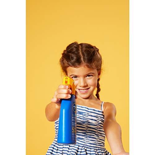 Nivea Sun Spray Solar Niños Protege Juega FP50+ (1 x 300 ml) pistola spray solar hidratante resistente al agua, protector solar infantil, protección solar muy alta