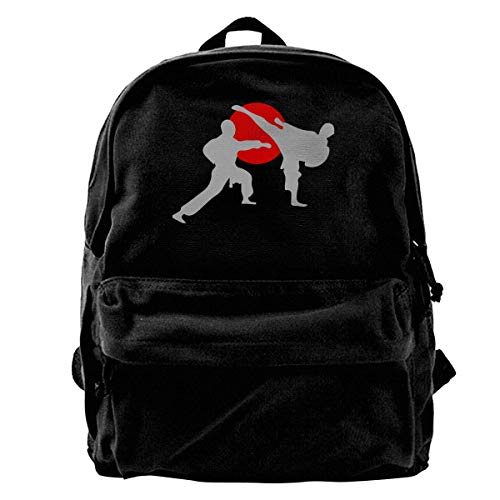 NJIASGFUI Mochila de lona con dos bolsillos para karate, para gimnasio, senderismo, portátil, para hombres y mujeres