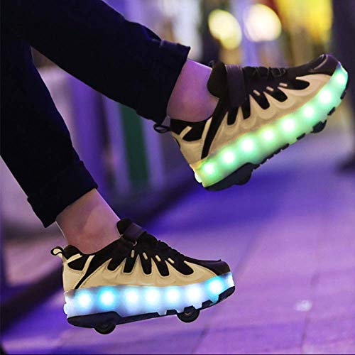 NMDD 7 Colores Que cambian Las Tiras de LED mejoradas, Zapatos de patín de Ruedas, Patines de Patinaje técnicos retráctiles, B-28