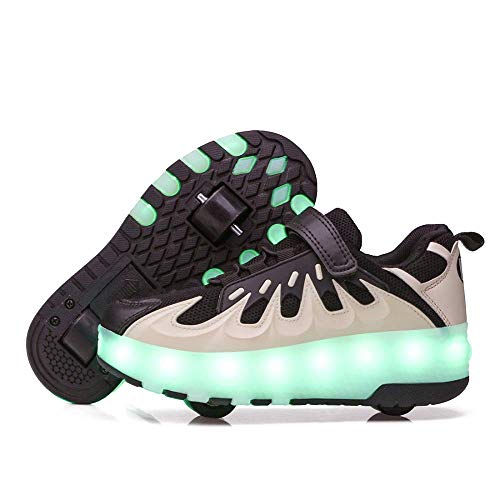 NMDD 7 Colores Que cambian Las Tiras de LED mejoradas, Zapatos de patín de Ruedas, Patines de Patinaje técnicos retráctiles, B-28