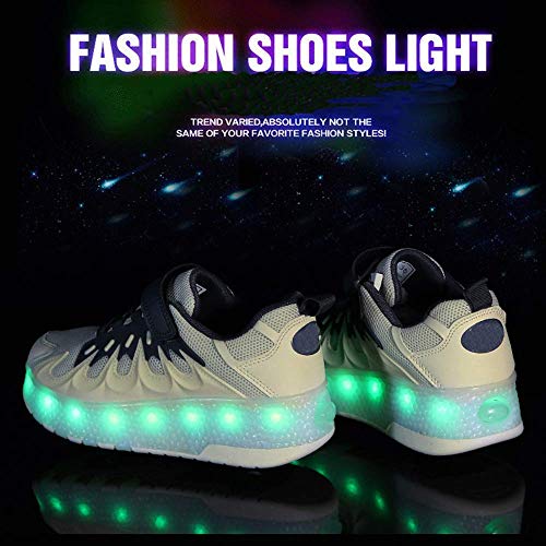 NMDD 7 Colores Que cambian Las Tiras de LED mejoradas, Zapatos de patín de Ruedas, Patines de Patinaje técnicos retráctiles, D-39