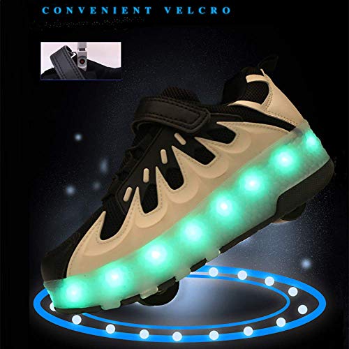 NMDD 7 Colores Que cambian Las Tiras de LED mejoradas, Zapatos de patín de Ruedas, Patines de Patinaje técnicos retráctiles, D-39