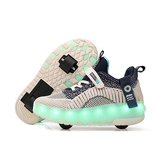 NMDD 7 Colores Que cambian Las Tiras de LED mejoradas, Zapatos de patín de Ruedas, Patines de Patinaje técnicos retráctiles, D-39