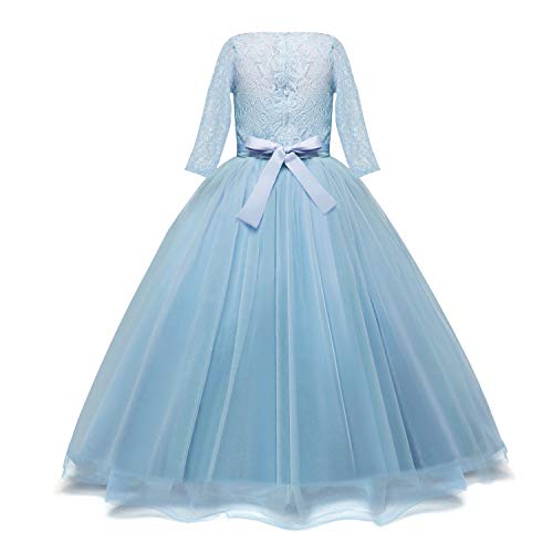NNJXD Chicas Pompa Bordado Vestido de Bola Princesa Boda Vestir Talla(140) 8-9 años 378 Azul-A NNJXD Chicas Pompa Bordado Vestido de Bola Princesa Boda Vestir Talla(140) 8-9 años 378 Azul-A
