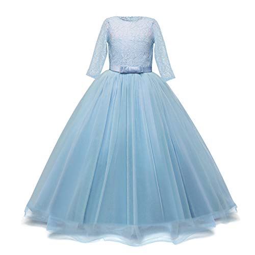 NNJXD Chicas Pompa Bordado Vestido de Bola Princesa Boda Vestir Talla(140) 8-9 años 378 Azul-A NNJXD Chicas Pompa Bordado Vestido de Bola Princesa Boda Vestir Talla(140) 8-9 años 378 Azul-A