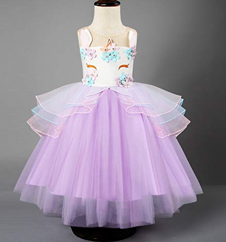 NNJXD Partido del Unicornio Flor de Las Muchachas del Traje de Cosplay de la Boda de Halloween de fantasía de Princesa Dress + del Mismo tamaño Gorras (110) 4-5 Años Púrpura NNJXD Partido del Unicornio Flor de Las Muchachas del Traje de Cosplay de la Boda de Halloween de fantasía de Princesa Dress + del Mismo tamaño Gorras (110) 4-5 Años Púrpura