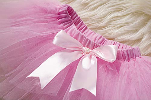 NNJXD Recién Nacida Tutú Primer Cumpleaños 3 Piezas Trajes Mameluco + Falda y Diadema Tamaño (1) 1 Año Rosa NNJXD Recién Nacida Tutú Primer Cumpleaños 3 Piezas Trajes Mameluco + Falda y Diadema Tamaño (1) 1 Año Rosa