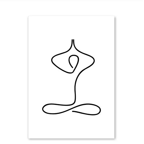 NO BRAND Pintura Moderna en Lienzo Exhale Inhale Sin Dolor Sin Ganancia Texto y Cita Poster Yoga Wall Art Prints 50x70cm (19.7"x27.6) x3   Sin Marco