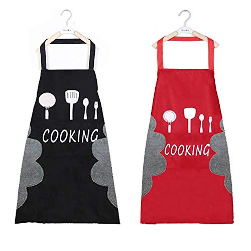 N/O Delantal de Cocina 2 Adorable Delantales de Cocina Delantal Suave Negro y Rojo con Bolsillos Impermeable y fácil de Limpiar Hecho de Tela Impermeable y Lana de Coral Unisex N/O Delantal de Cocina 2 Adorable Delantales de Cocina Delantal Suave Negro y Rojo con Bolsillos Impermeable y fácil de Limpiar Hecho de Tela Impermeable y Lana de Coral Unisex