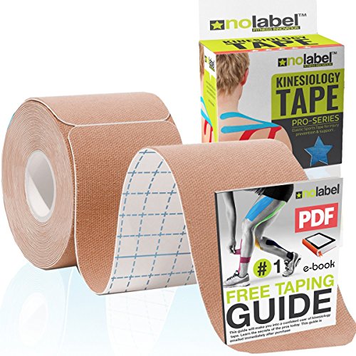 No Label Cinta Kinesiología Pre-Cortada Beige - Kinesiology Tape - Pre Cortada - KinesioTape Pre Cortada - Vendaje neuromuscular Pre-Cortada - Cinta kinesiológica - 7 Colores - 5 Metros - Fabricados