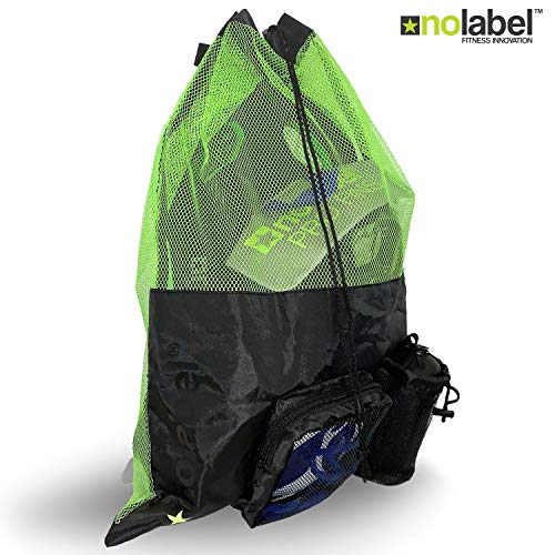 NO LABEL XL Bolsa de natación de Malla - Mochila con cordón para natación - Mochila Grande Unisex con cordón de Malla - Mochila de Entrenamiento para natación