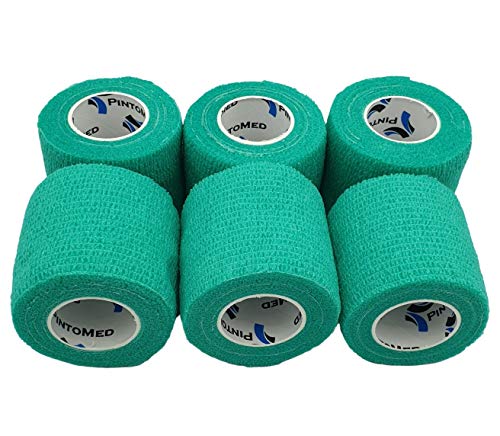 No más pobres adherencia - VERDE - Vendaje estirada 6 rollos x 5 cm x 4,5 m autoadhesivo flexible vendaje, calidad profesional, primeros auxilios Deportes Wrap Vendas - Pack de 6