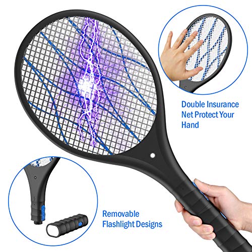 Nobebird Eléctrico Mosquito Mosca Loco Matamoscas Zapper, Raqueta Eléctrica Plagas Insectos Asesino Repelente, USB Recargable, Iluminación LED y Tres Capas de protección de Malla Nobebird Eléctrico Mosquito Mosca Loco Matamoscas Zapper, Raqueta Eléctrica Plagas Insectos Asesino Repelente, USB Recargable, Iluminación LED y Tres Capas de protección de Malla