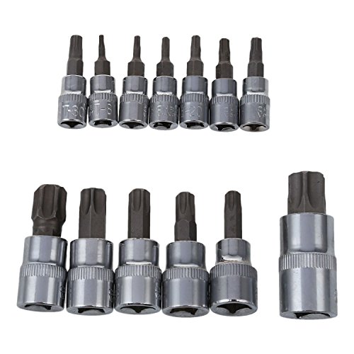 Noblik Juego de 13 puntas Torx a prueba de manipulaciones para llaves de vaso de 1/4 3/8 y 1/2 pulgadas T8 – T70 AT724 Noblik Juego de 13 puntas Torx a prueba de manipulaciones para llaves de vaso de 1/4 3/8 y 1/2 pulgadas T8 – T70 AT724