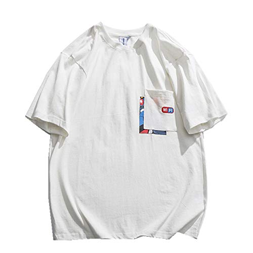 NOBRAND - Camiseta de manga corta para hombre, color liso, para hombre, diseño de músculo en blanco Blanco blanco L