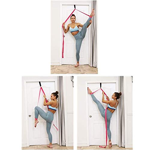 NOBRAND MINGZE Estirador De Piernas, Obtener Más Flexible con La Puerta De Flexibilidad Entrenador, Equipo De Estiramiento Premium para Ballet Danza Gimnasia Taekwondo Cinturón De Yoga (Rosa roja)