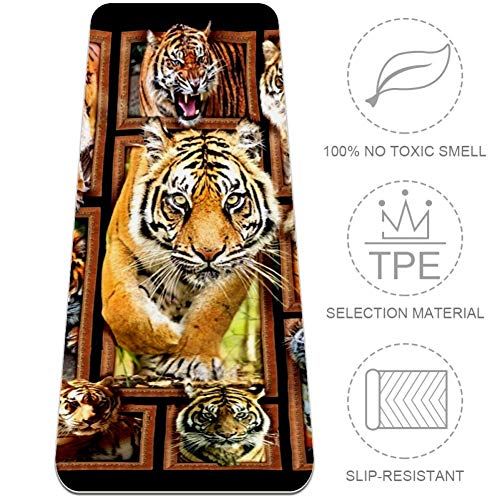 NOBRAND Tiger - Esterilla de yoga (6 mm, extra gruesa, antideslizante, para todos los tipos de yoga, pilates y entrenamientos de suelo (72 x 24 pulgadas) NOBRAND Tiger - Esterilla de yoga (6 mm, extra gruesa, antideslizante, para todos los tipos de yoga, pilates y entrenamientos de suelo (72 x 24 pulgadas)