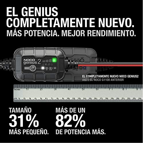 NOCO GENIUS2EU, Inteligente automático de 2A, Cargador 6V y 12V, mantenedor desulfatador de batería con compensación de temperatura NOCO GENIUS2EU, Inteligente automático de 2A, Cargador 6V y 12V, mantenedor desulfatador de batería con compensación de temperatura