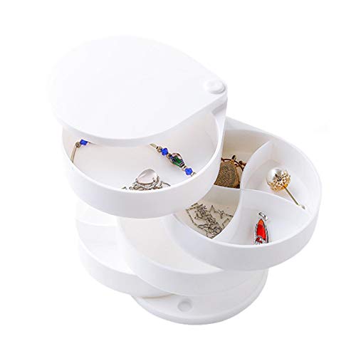 Noete Organizador de maquillaje giratorio, organizador de joyas, collar, pendientes, estilo europeo, caja de almacenamiento multicapa, para danza, dormitorio, cuarto de baño, 11,5 x 12,5 cm