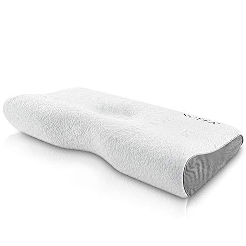 NOFFA Almohada de Espuma Viscoelástica de Contorno, Almohada Ortopédica Cervical, Almohada Ergonómica para el Cuello con Funda lavable transpirableo 60 * 32 * 6 / 11 CM