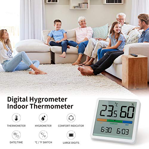 Noklead Termómetro Higrómetro digital portátil, termómetro e higrómetro interior con alta precisión, temperatura y medición de humedad del aire para control de la temperatura de la habitación