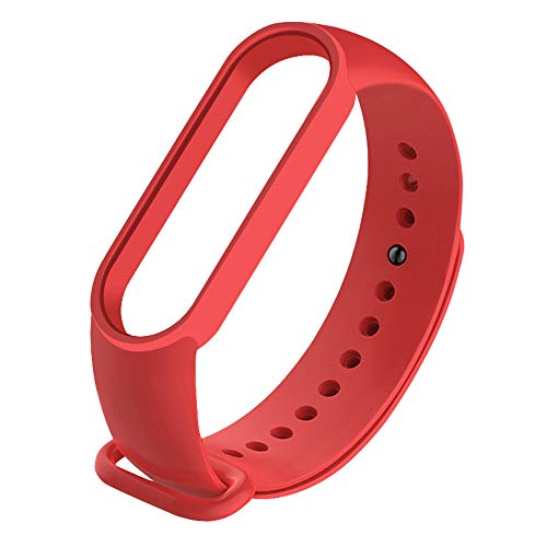 NOKOER Correas para Xiaomi Mi Band 5, [2 in 1] TPU Silicona La Correa + 3 Piezas Protector de Pantalla, [Resistente al Desgaste] [Transpirable] Pulsera para Xiaomi Mi Band 5 - Rojo