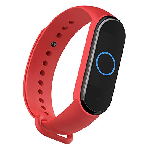 NOKOER Correas para Xiaomi Mi Band 5, [2 in 1] TPU Silicona La Correa + 3 Piezas Protector de Pantalla, [Resistente al Desgaste] [Transpirable] Pulsera para Xiaomi Mi Band 5 - Rojo