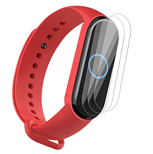 NOKOER Correas para Xiaomi Mi Band 5, [2 in 1] TPU Silicona La Correa + 3 Piezas Protector de Pantalla, [Resistente al Desgaste] [Transpirable] Pulsera para Xiaomi Mi Band 5 - Rojo