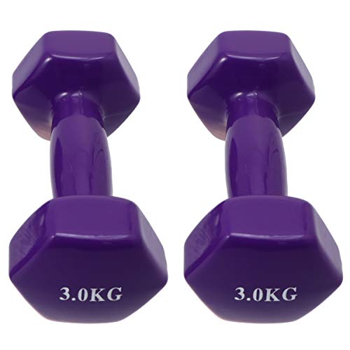 non-branded Mancuernas Mancuernas de Hierro Fundido de Inmersión de Plástico Mancuernas de Fitness Antideslizantes Pesas de Mano Mancuernas de Fitness para Mujeres Hombre (3 Kg Púrpura)