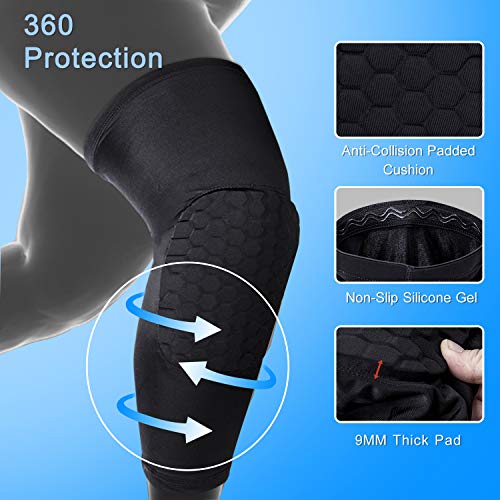 NONMON Rodillera Deportiva Extensible Compresión Baloncesto,Almohadilla 9mm Grosor,Mangas de Pierna Soporte Antideslizante para Hombre Mujere,Protección para Voleibol Rugby Correr Fútbol,1 Par NONMON Rodillera Deportiva Extensible Compresión Baloncesto,Almohadilla 9mm Grosor,Mangas de Pierna Soporte Antideslizante para Hombre Mujere,Protección para Voleibol Rugby Correr Fútbol,1 Par