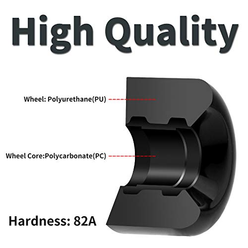 NONMON Ruedas Rodamientos para Patines Cuatro,4Pcs 57MM 82A Patines en Paralelo Repuesto Wheels con 8Pcs Cojinetes Bearings 608RS ABEC-9,para Quad Roller Skates Skateboard,Negro