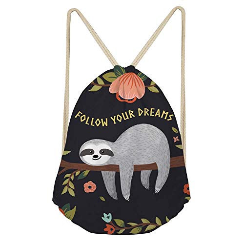 Nopersonality - Bolsa con cierre de cordón, bolsa creativa para niños, para ir al gimnasio, mochila escolar para la clase de educación física, Unisex niños, 0 Negro y Floral Perezoso, L Nopersonality - Bolsa con cierre de cordón, bolsa creativa para niños, para ir al gimnasio, mochila escolar para la clase de educación física, Unisex niños, 0 Negro y Floral Perezoso, L
