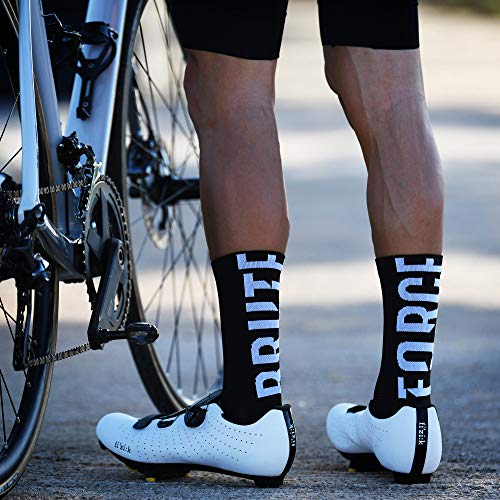 NORTEI Calcetines para Ciclismo, MTB y Running de Caña Alta para Hombre y Mujer – Brute Force Black (S-M (38-42))