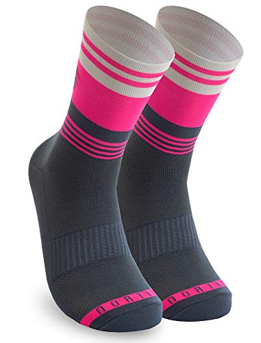 NORTEI Calcetines para Ciclismo, MTB y Running de Caña Alta para Hombre y Mujer – Move Pink (L-XL (43-46))