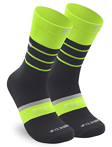 NORTEI Calcetines para Ciclismo, MTB y Running de Caña Alta para Hombre y Mujer – Scala Yellow (S-M (38-42))