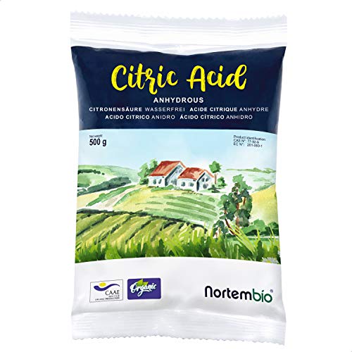 Nortembio Ácido Cítrico 500 g. Polvo Anhidro, 100% Puro. para Producción Ecológica.