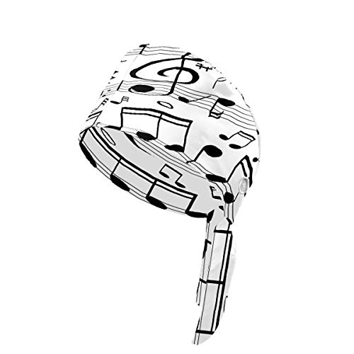 Notas musicales On Line Scales Scrub Hat con botón Sweatband turbante Cap para mujeres hombres unisex sombrero de trabajo ajustable corbata Notas musicales On Line Scales Scrub Hat con botón Sweatband turbante Cap para mujeres hombres unisex sombrero de trabajo ajustable corbata