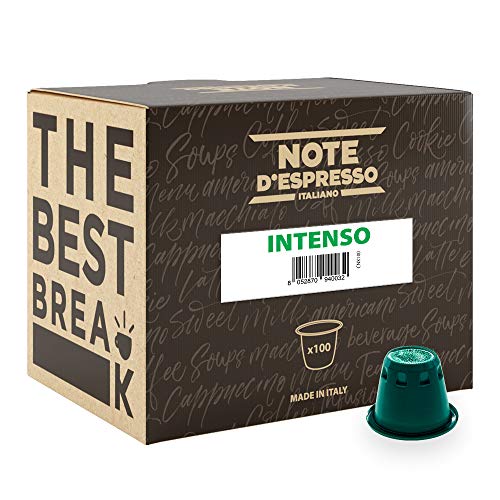 Note D'Espresso Cápsulas de Café Intenso exclusivamente compatibles con cafeteras Nespresso* - 100 Unidades de 5.6 g, Total - 560 g Note D'Espresso Cápsulas de Café Intenso exclusivamente compatibles con cafeteras Nespresso* - 100 Unidades de 5.6 g, Total - 560 g