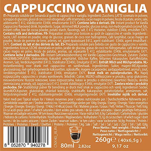 Note D'Espresso - Cápsulas de capuchino de vainilla instantáneo, 6,5 g (caja de 40 unidades) Exclusivamente Compatible con cafeteras Nespresso*