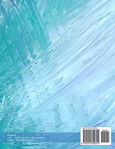Notebook: Composition Notebook. College ruled with soft matte cover. 120 Pages. Perfect for school notes, Ideal as a journal or a diary. 9.69” x ... (Abstract blue cyan azure watercolor cover).