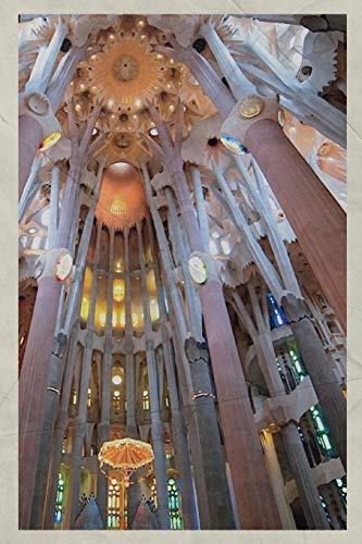 Notebook: Sagrada Familia Inside Chic Composition Book Daily Journal Notepad Diary Vintage Retro Poster style for fans of Antonio Gaudi