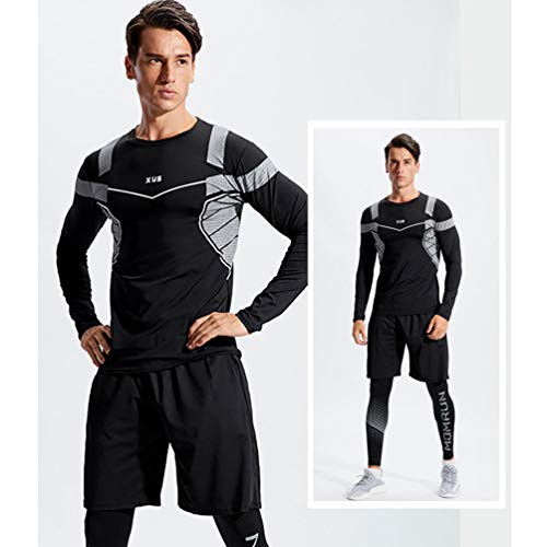 Nother 5 Piezas Secado Rápido Conjunto de Ropa Deportivo Hombre, Mallas Running Sudaderas con Capucha Camisetas Compression - Estilo #6, S